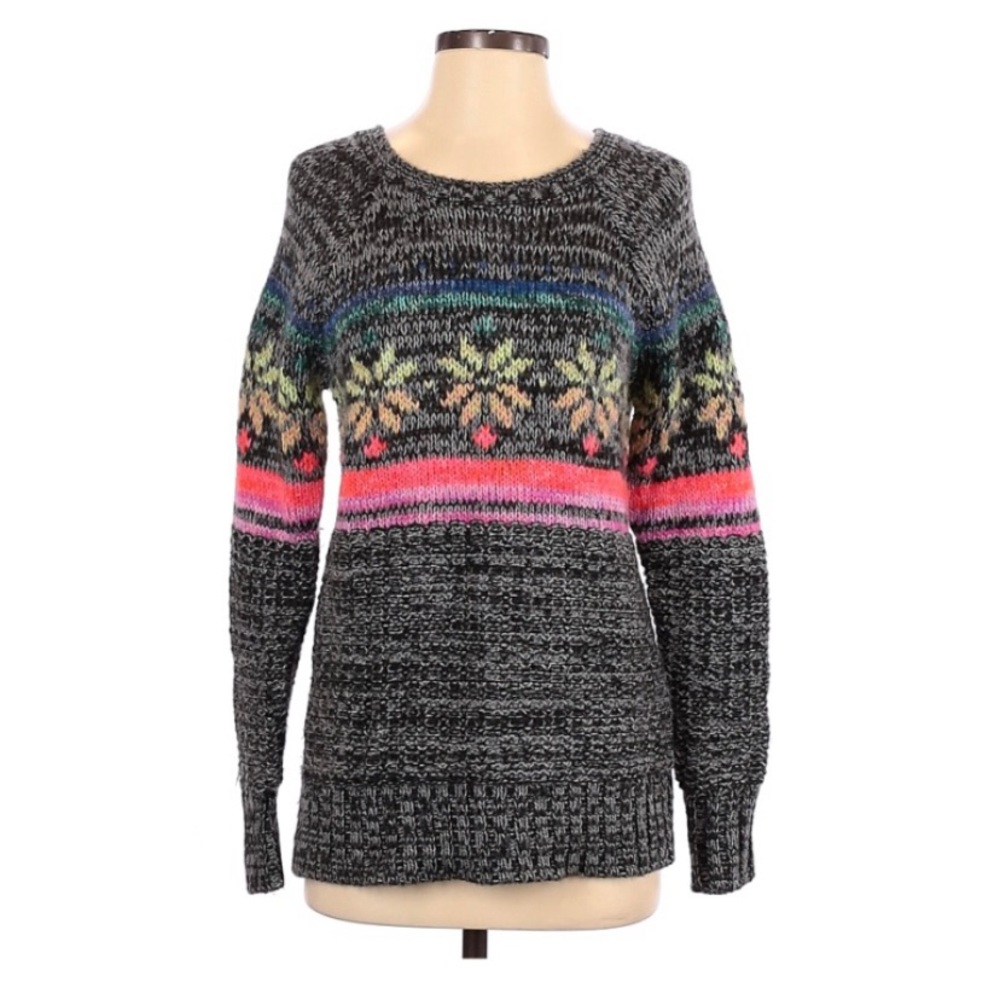 American Eagle Women's Size Extra Small (XS) Wool Mohair Blend Fair Isle Sweater